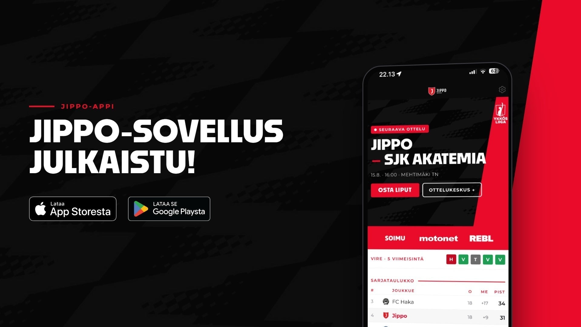 Jippo-sovellus julkaistu — lataa App Storesta tai Google Playstä