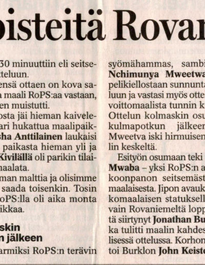 1.10.2007 Jippo ei saanut helpottavia pisteitä Rovaniemeltä