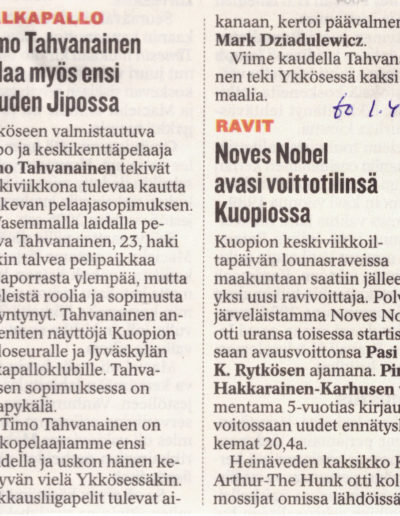 1.4.2010 Timo Tahvanainen pelaa myös ensi kauden Jipossa