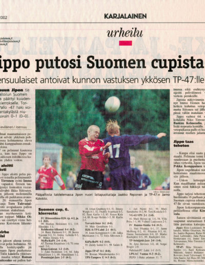 2.7.2002 Jippo putosi Suomen cupista