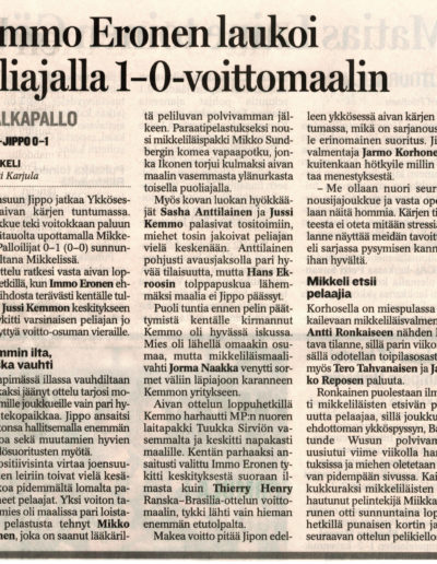 Immo Eronen laukoi yliajalla 1-0 -voittomaalin.